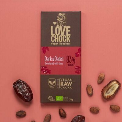 Tablette de Chocolat Noir Cru et Dattes - 83% Cacao 