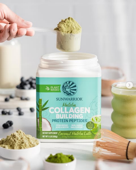 Collagene vegetal peptides lait de coco matcha lattesunwarrior 500g 