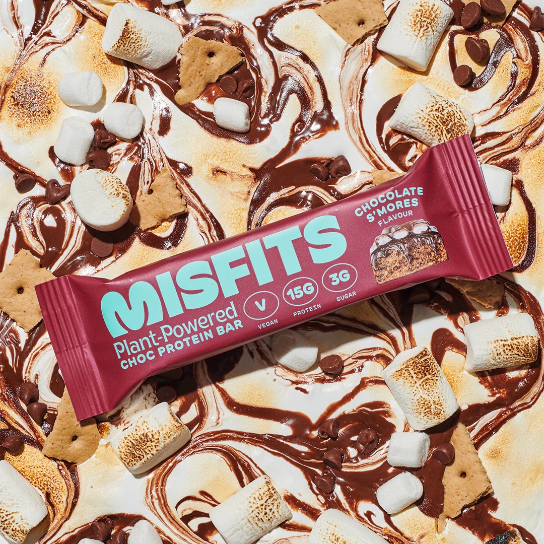 Misfits barre proteine vegan Choc S'mores caramel chamallow snack healthy low carb sans gluten