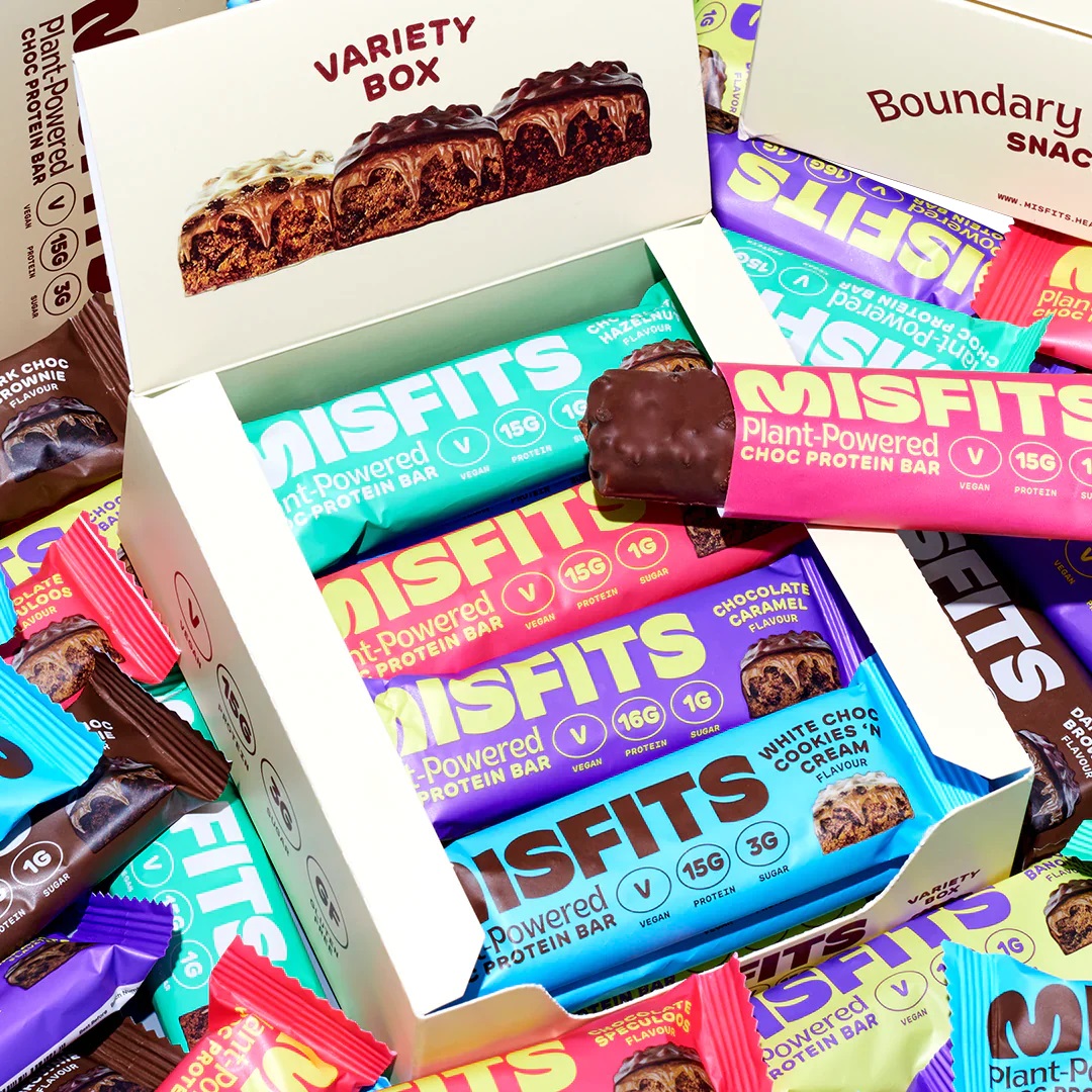 Misfits barre proteine vegan snack healthy pauvre en sucre